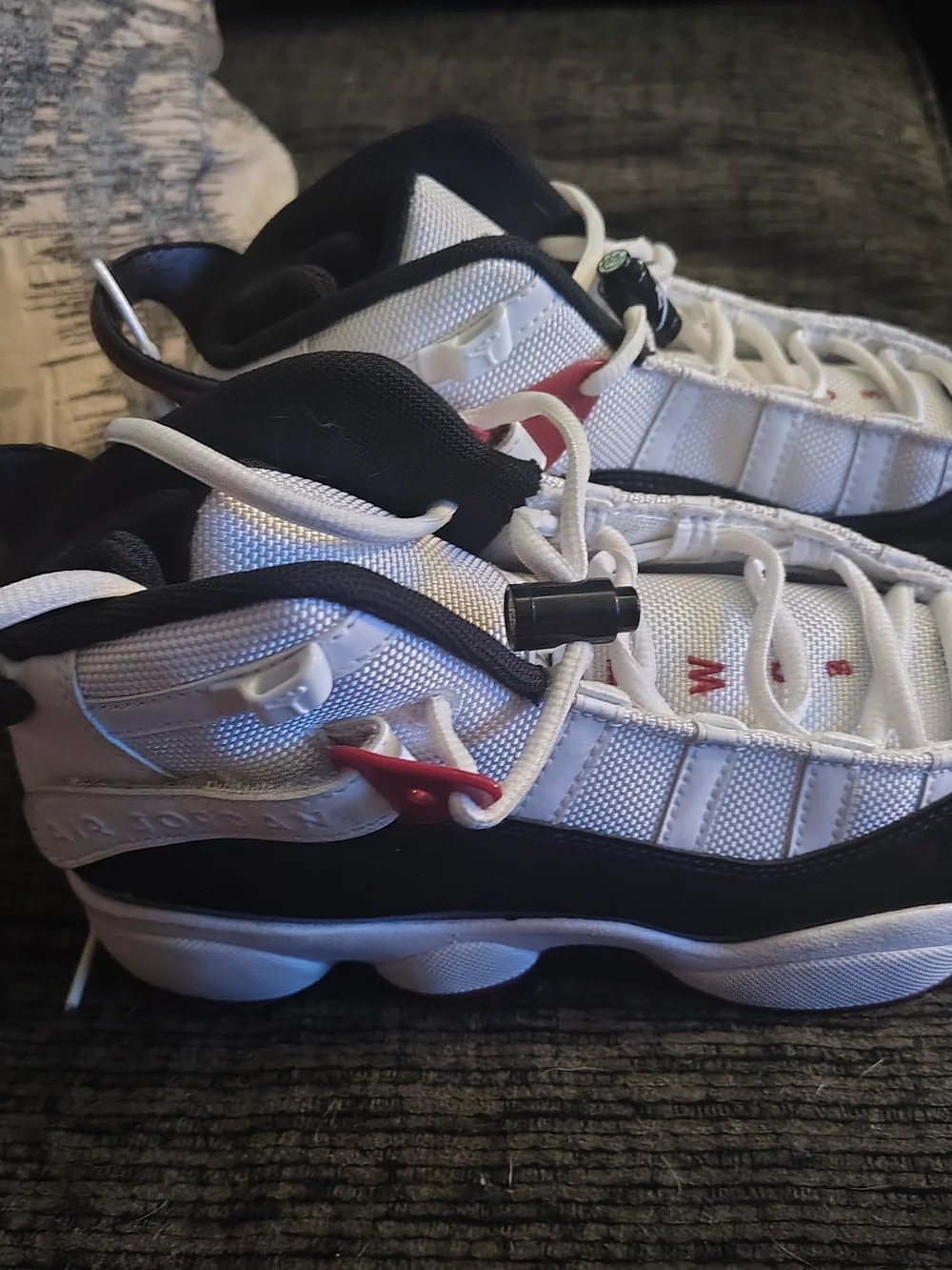 Jordan's Nike Kids' White/Black/Red Athletic Sneakers